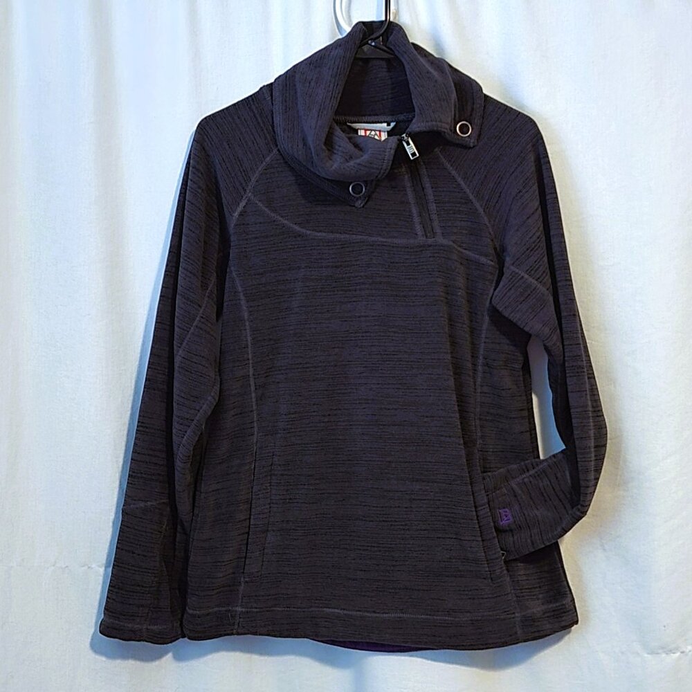 Avalanche Asymmetrical 1/4 Zip Womens Medium Fleece Pullover Heathered Gray Snap